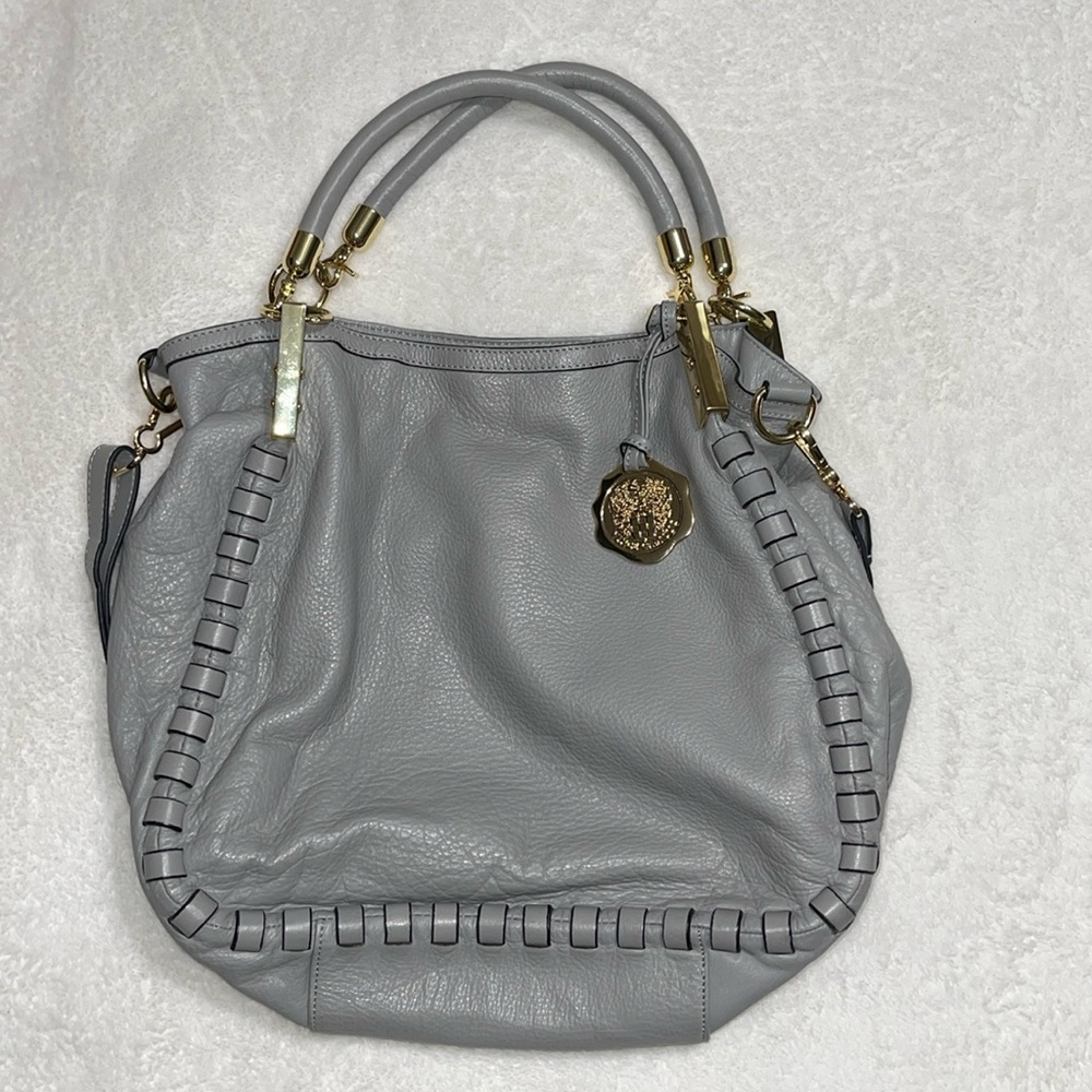 Vince Camuto Light Gray Shoulder Bag with Gold Hardware